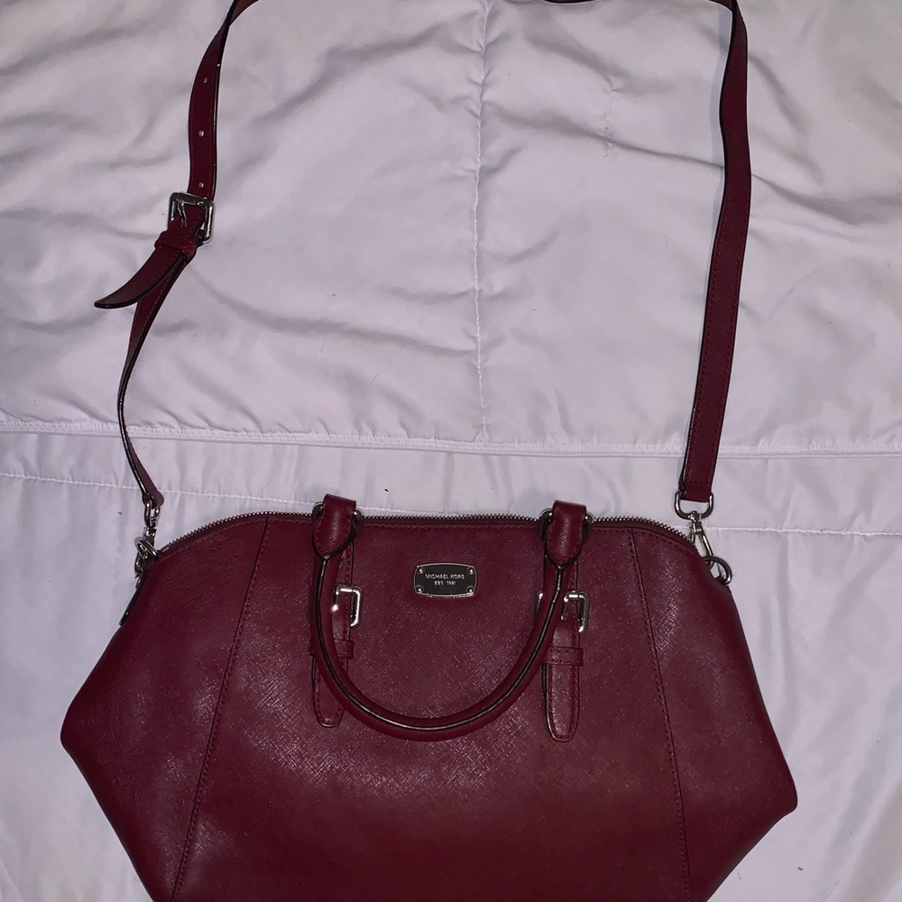 Michael Kors Burgundy Saffiano Satchel Crossbody